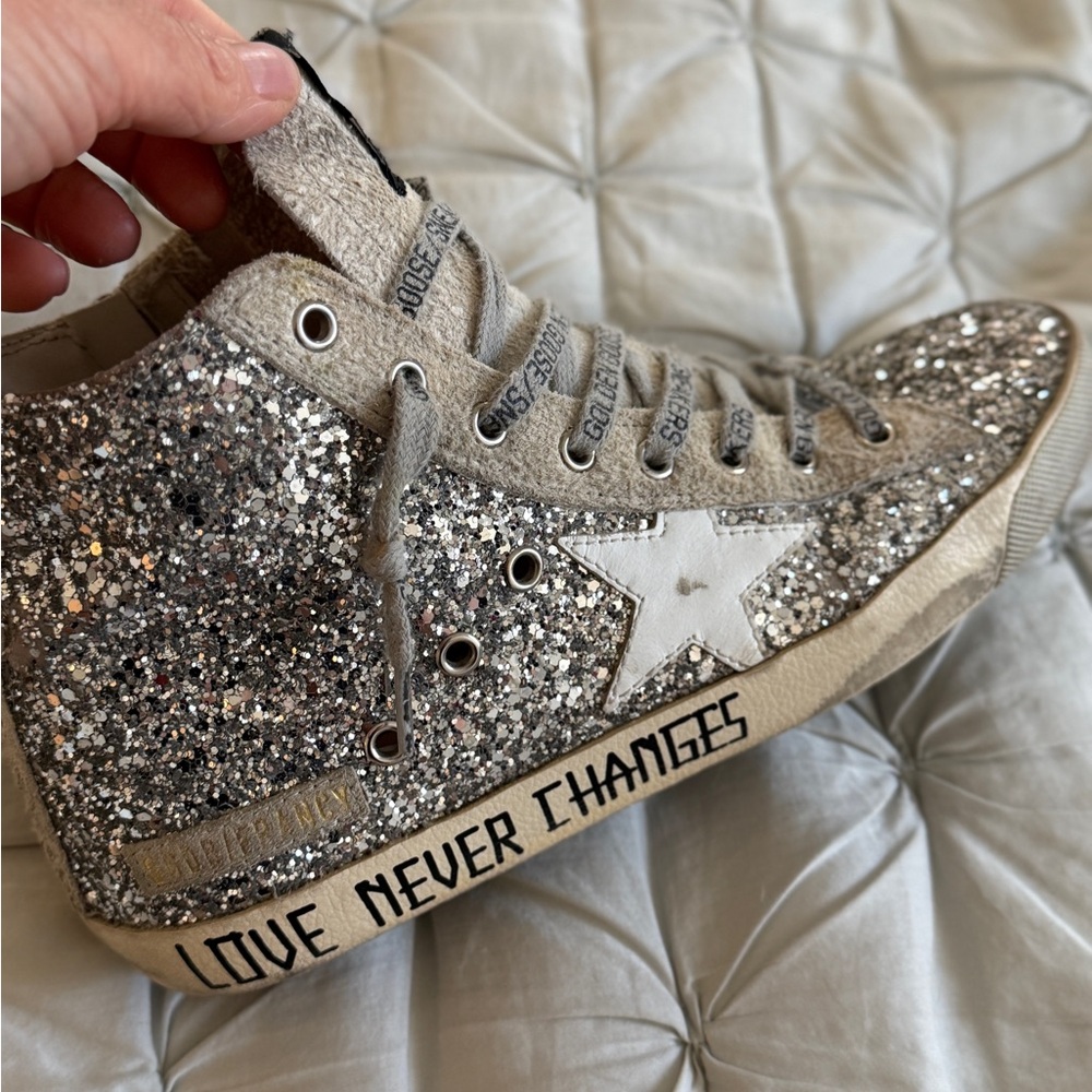 Golden Goose Silver Glitter Sneakers